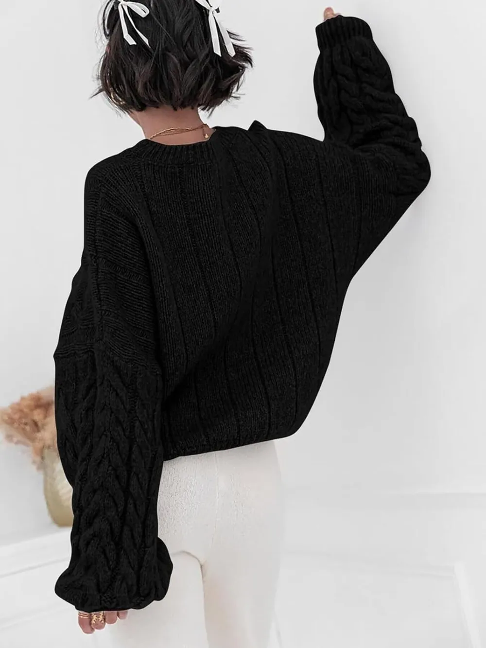 Cable Knit Long Sleeve Sweater, image 10