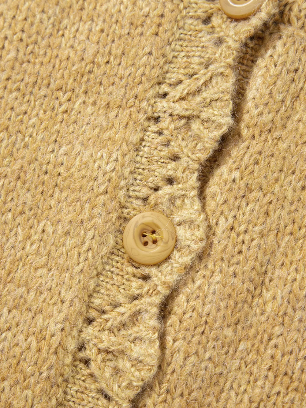 Lantern Sleeve Scallop V Neck Buttoned Front Cardigan, image 9