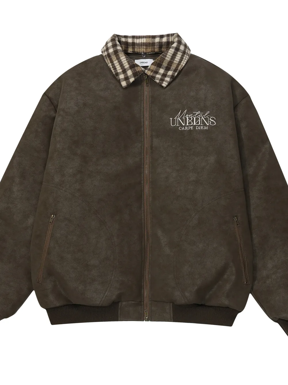 Men's Plaid Collar Detail Zip Up Jacket, image 2