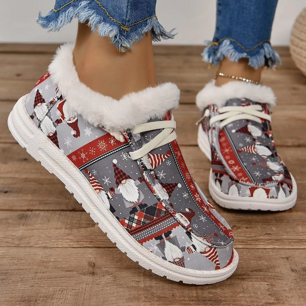 Christmas Print Round Toe Sneakers, image 4