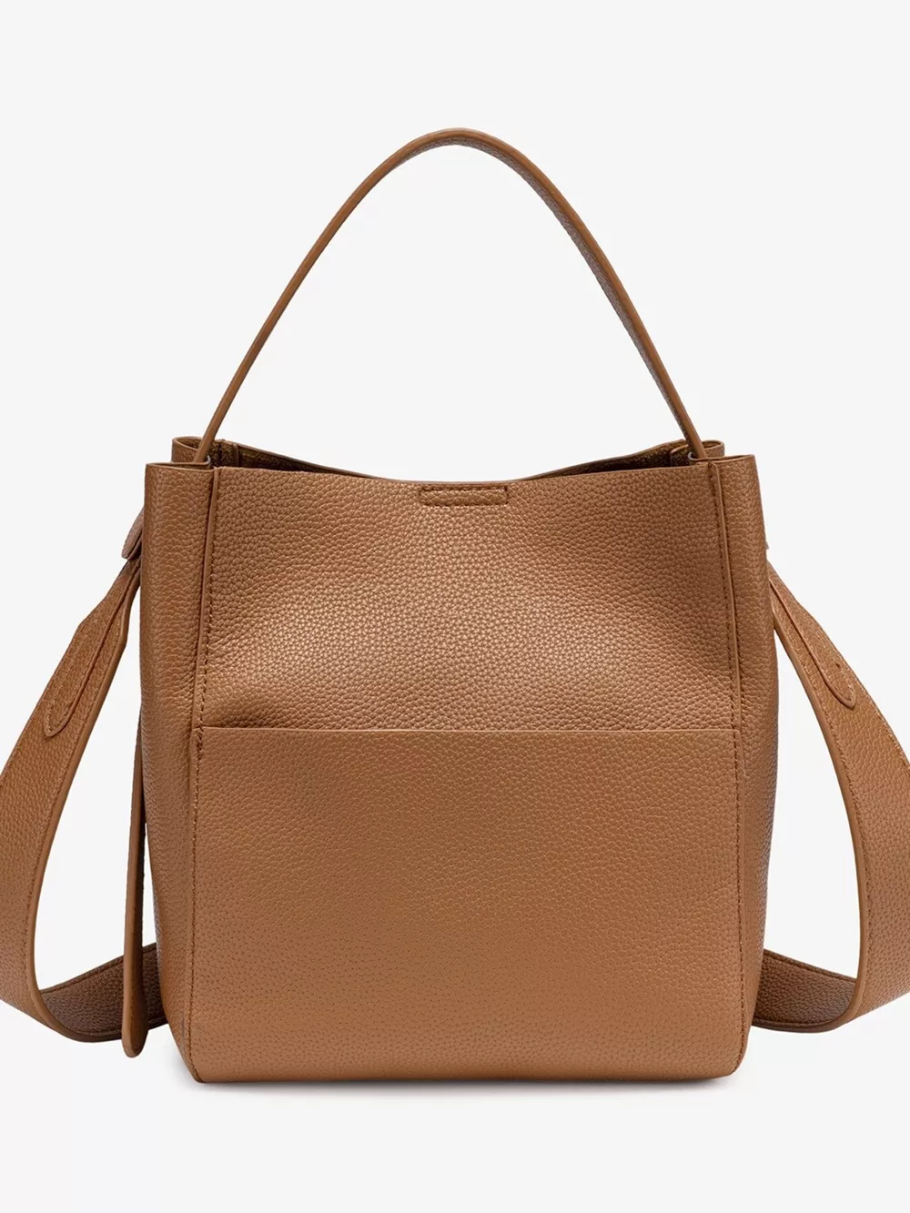 Minimalist Textured Leather Bucket Crossbody Bag, image 5
