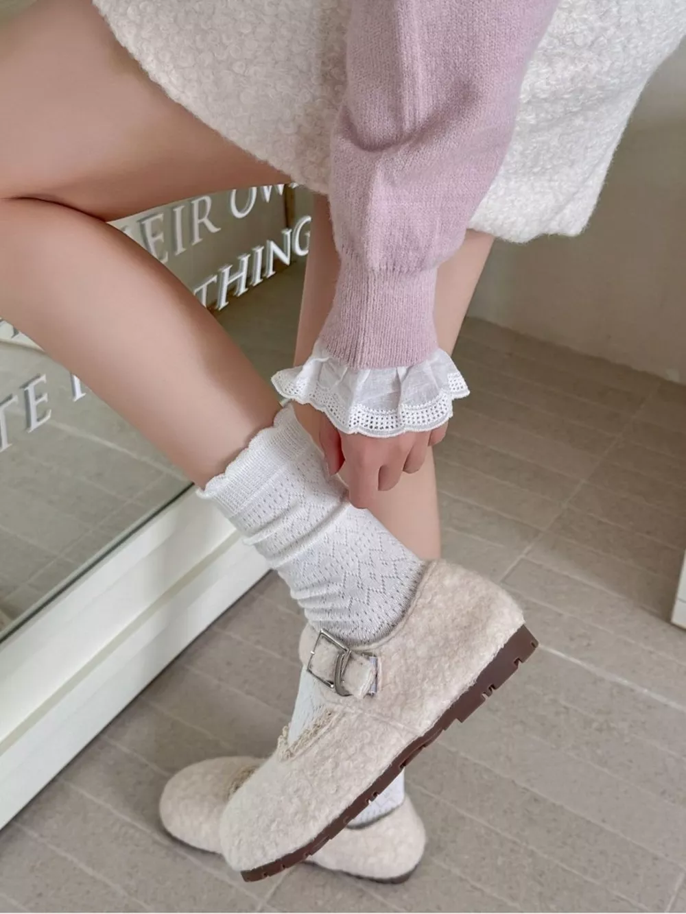Vintage Hollow-Out Knit Mid-Calf Socks, image 8