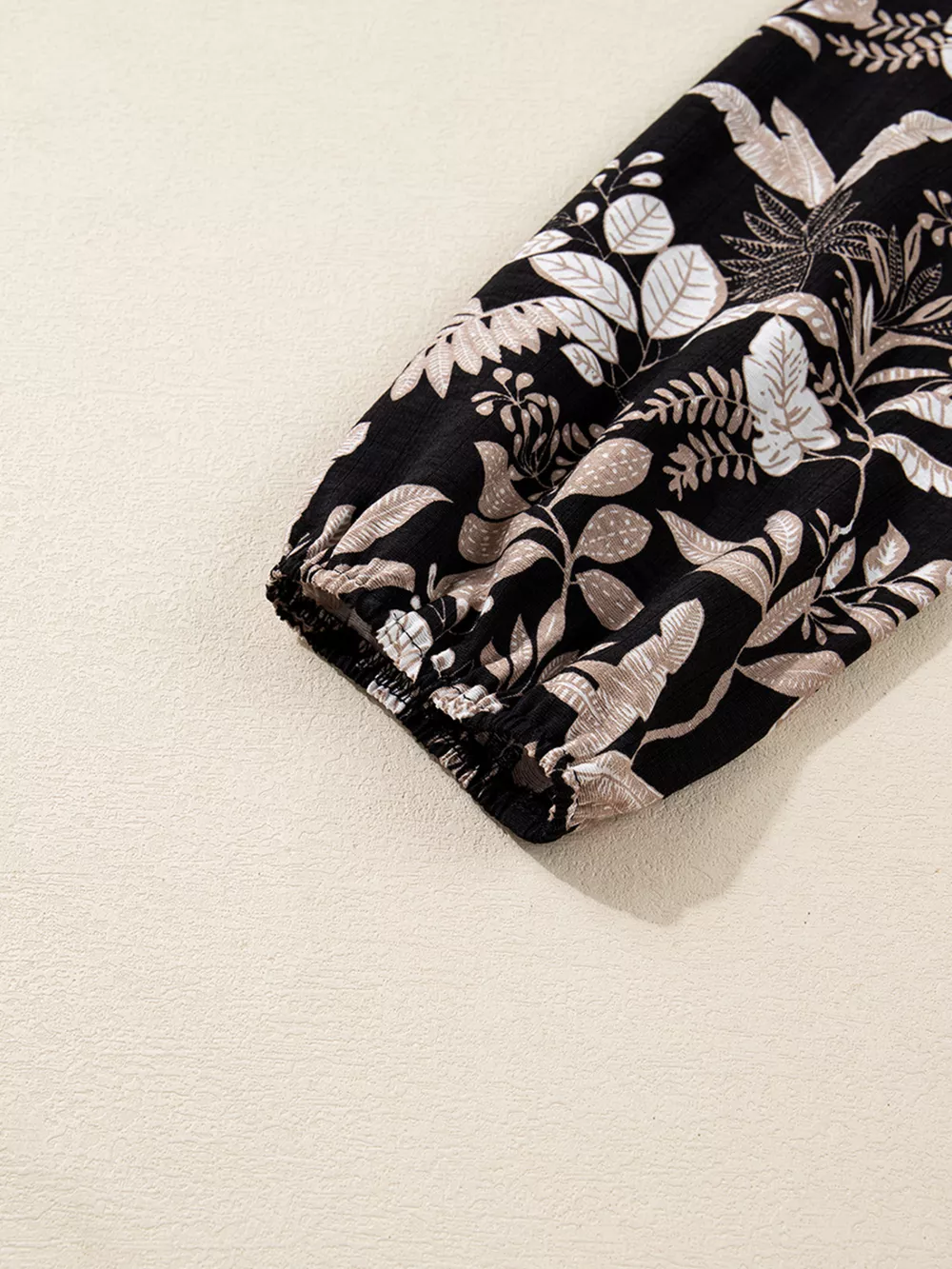 3/4 Sleeve Botanical Print Split Neck Loose Mini Dress, image 11