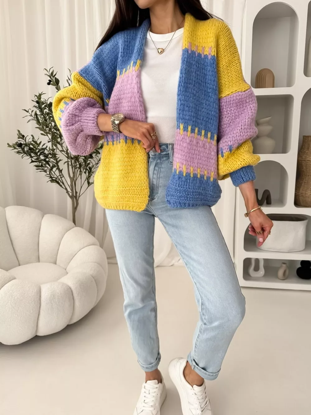Color Block Open Front Cardigan, image 8