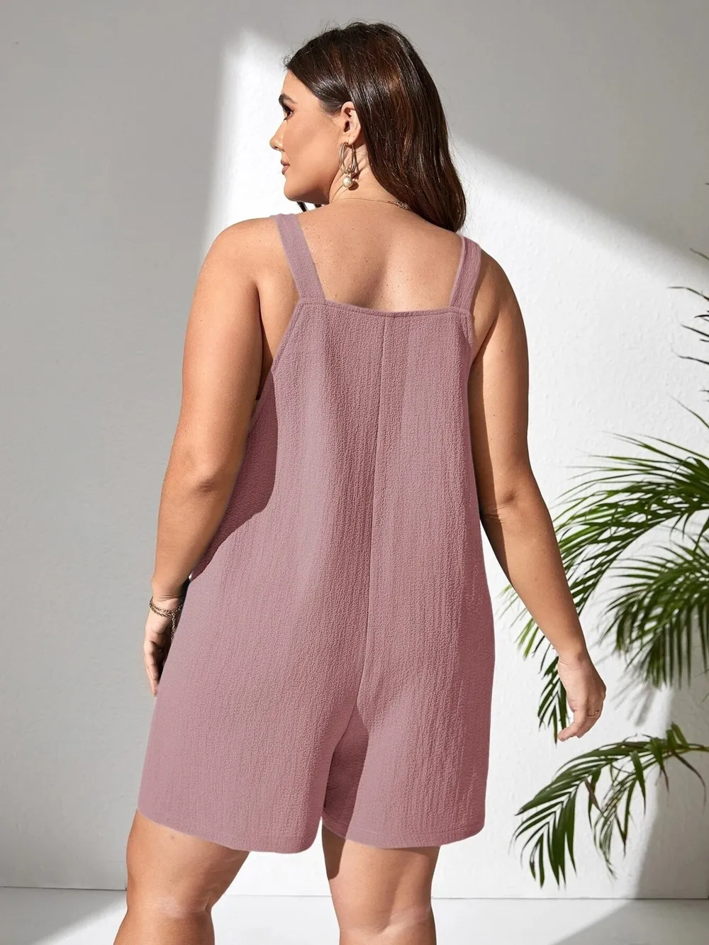 Plus Size Knotted Strap Romper with Pockets, image 18