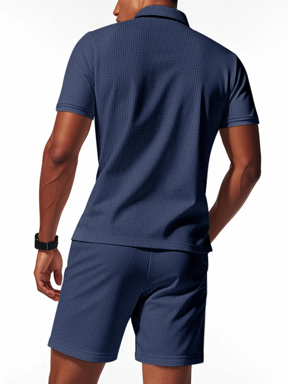 Men's Plus Size Quarter Zip Short Sleeve Top and Shorts Set, image 3