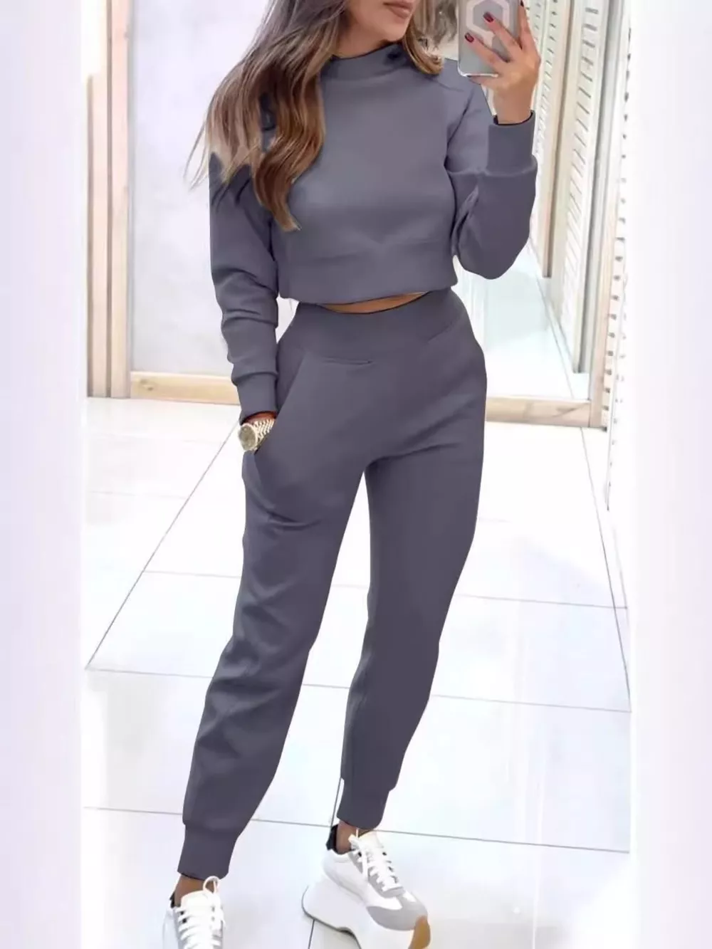 Cropped Sweatshirt and Jogger Set, image 18