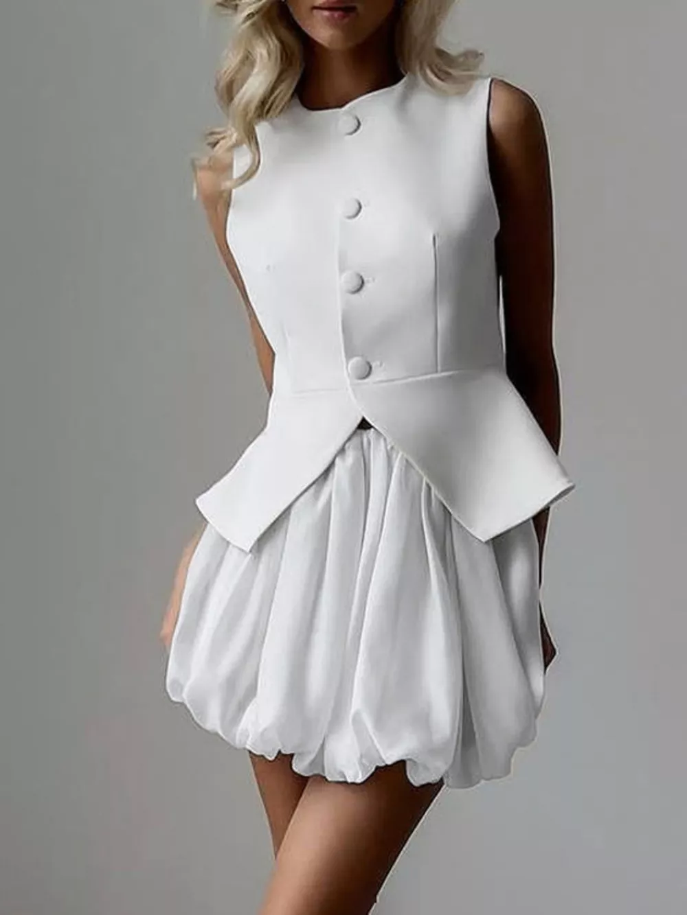 Peplum Vest and Bubble Skirt Set
