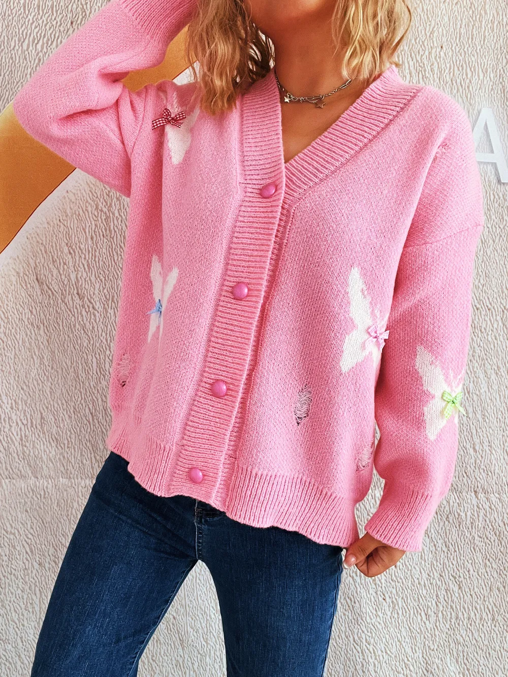 Butterfly Button Up Long Sleeve Cardigan, image 6