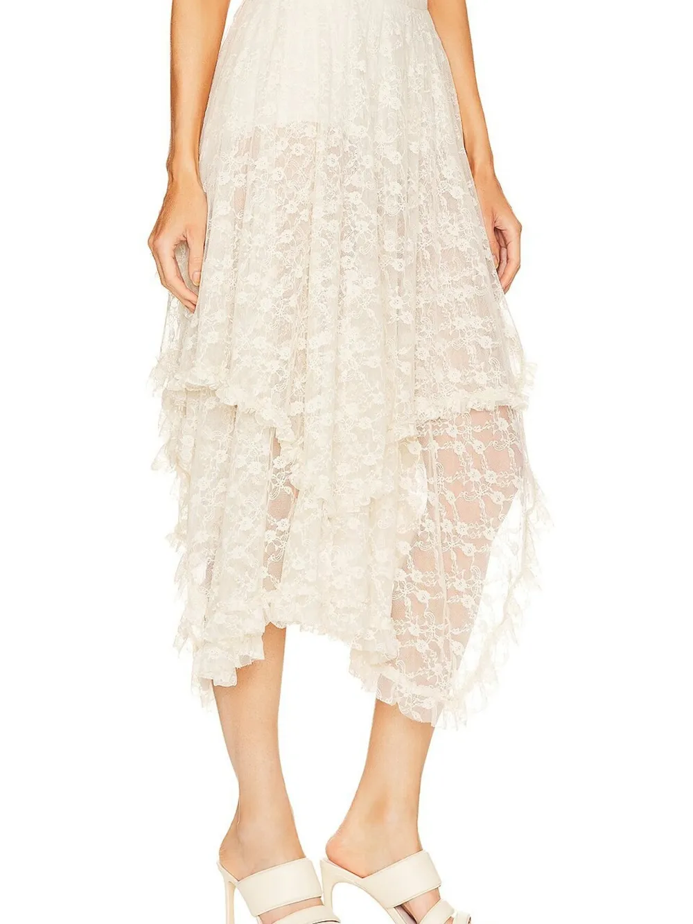 Asymmetrical Lace Midi Skirt, image 3