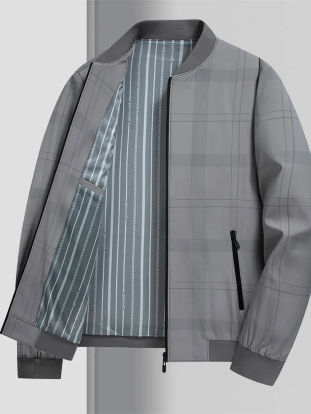 Men's Plus Size Zip Up Long Sleeve Jacket, image 2