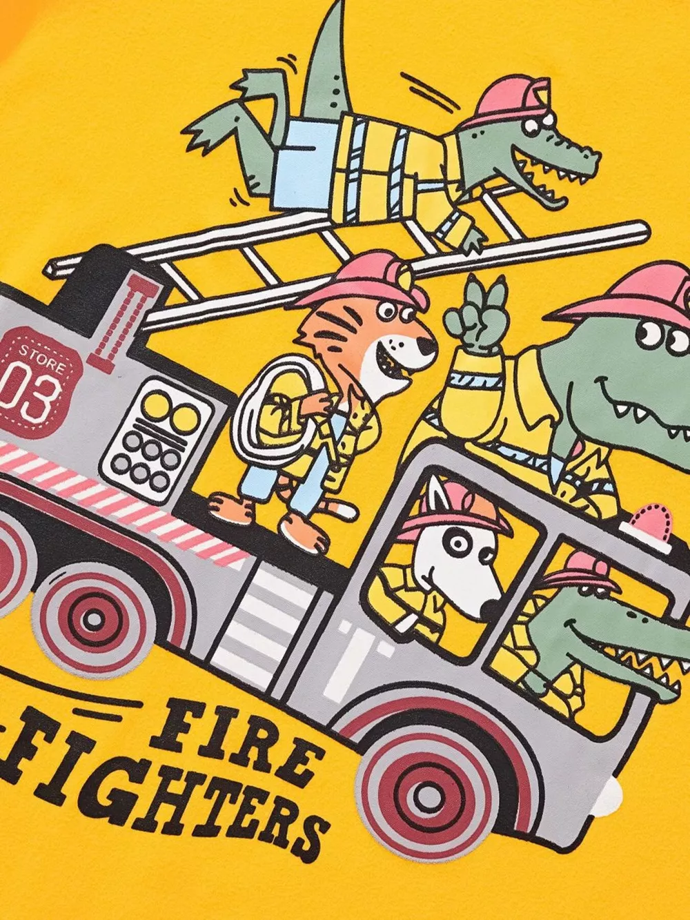 Children's Firefighter Animal Graphic Round Neck T-Shirt, image 3