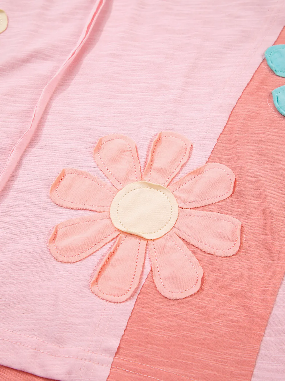 Flower Patched Exposed Seam Oversized T Shirt, image 9