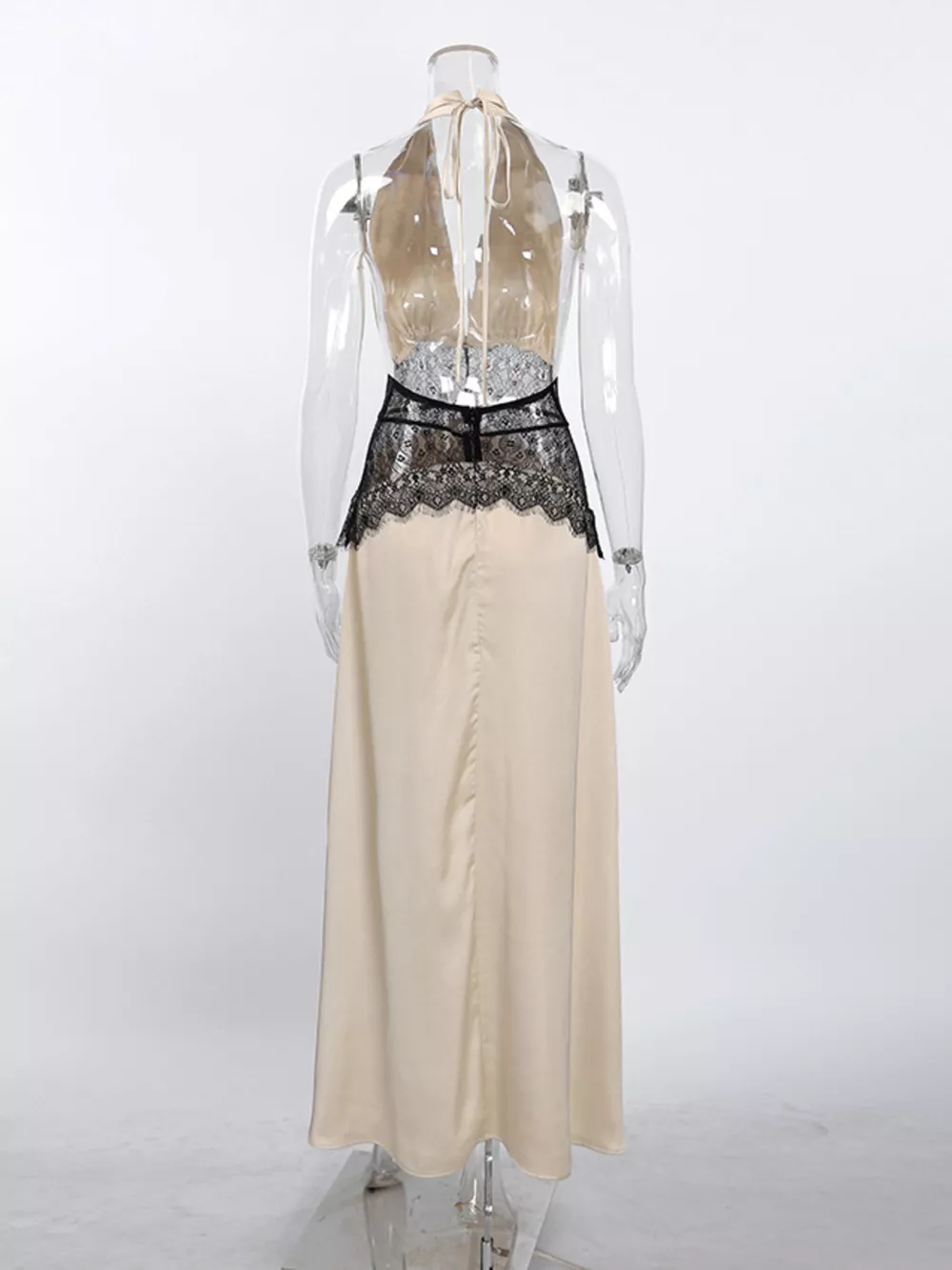 Halter Neck Lace Waist Maxi Dress, image 19