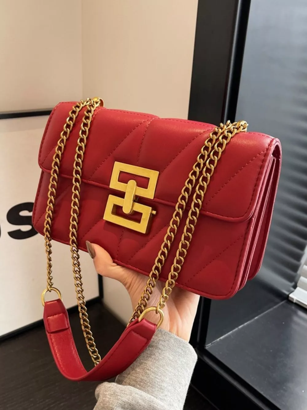 Quilted Flap Chain Crossbody Bag, image 2