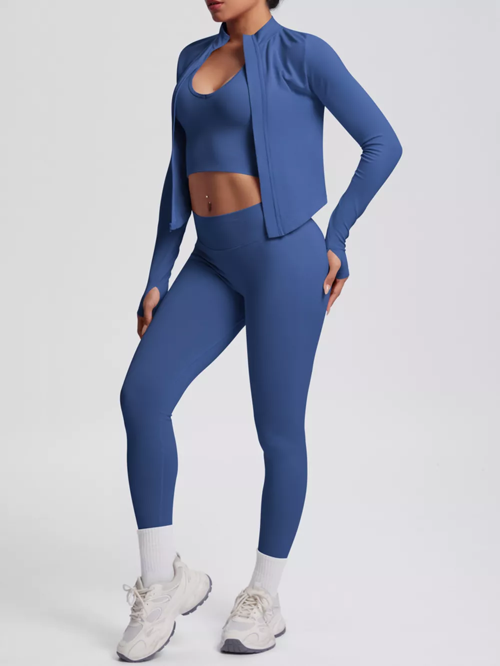 Tank & Zip-Up Jacket and Leggings Three-Piece Active Set, image 11