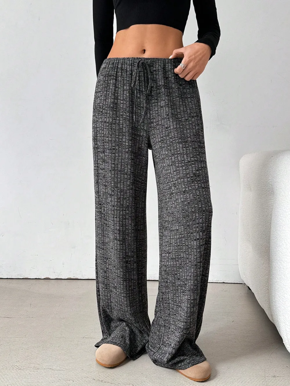 Striped Wide Leg Drawstring Pants, image 27
