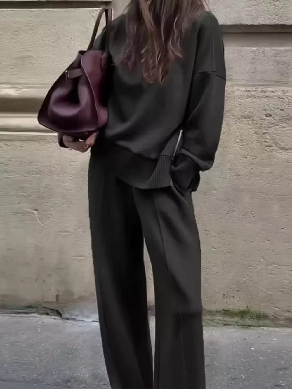 Turtleneck Dropped Shoulder Top and Pants Set, image 7
