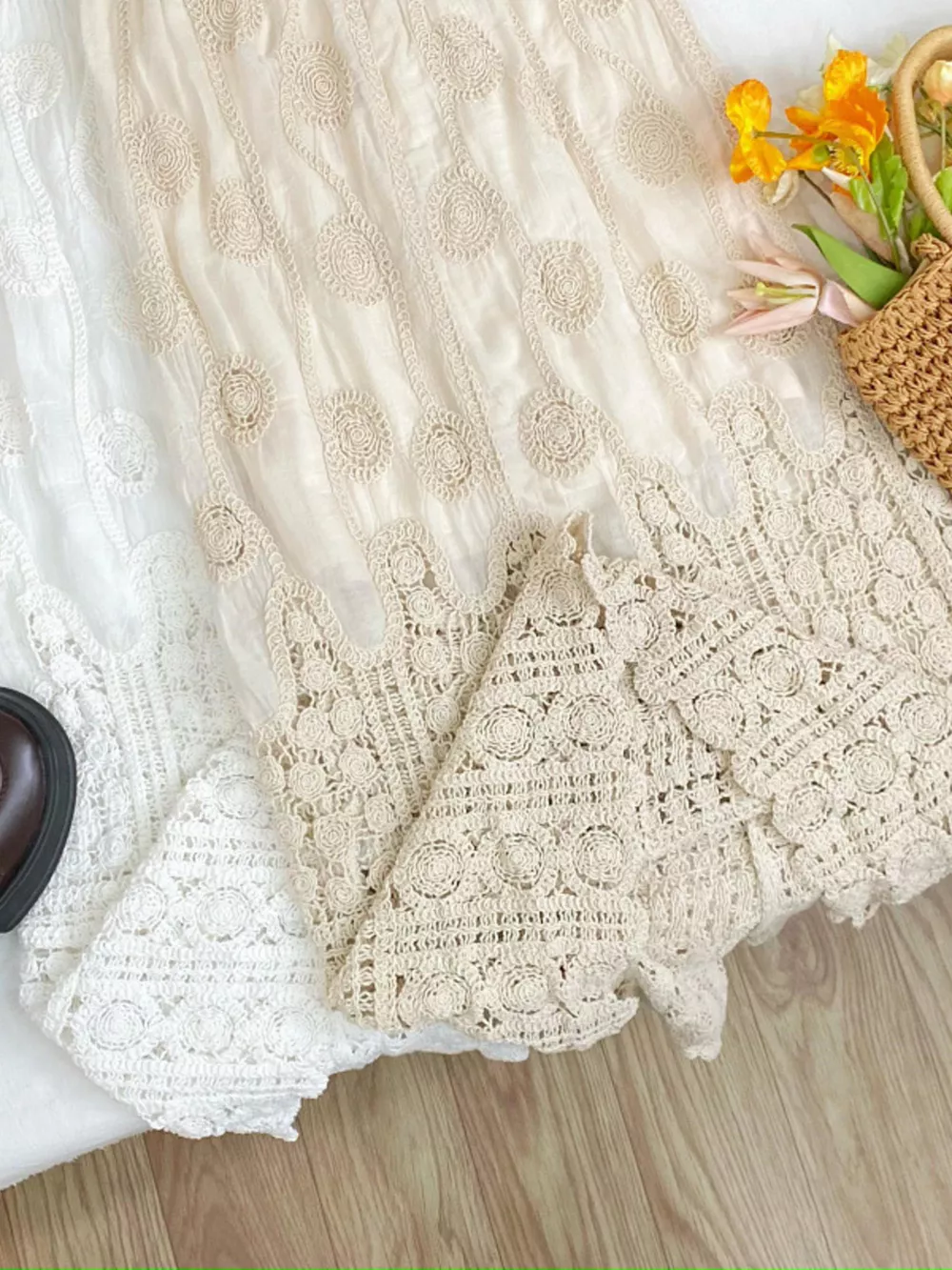 Lace Elastic Waist Midi Skirt, image 15