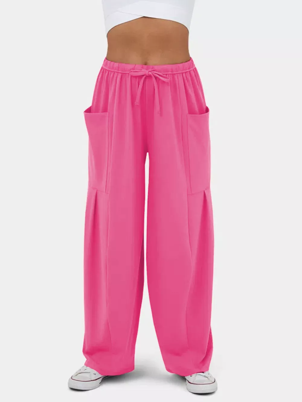 High-Waisted Drawstring Wide-Leg Pants, image 16