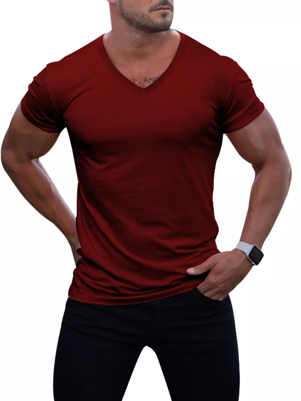Men's Full Size V-Neck Slim Fit Casual T-Shirt Plus Size, image 7