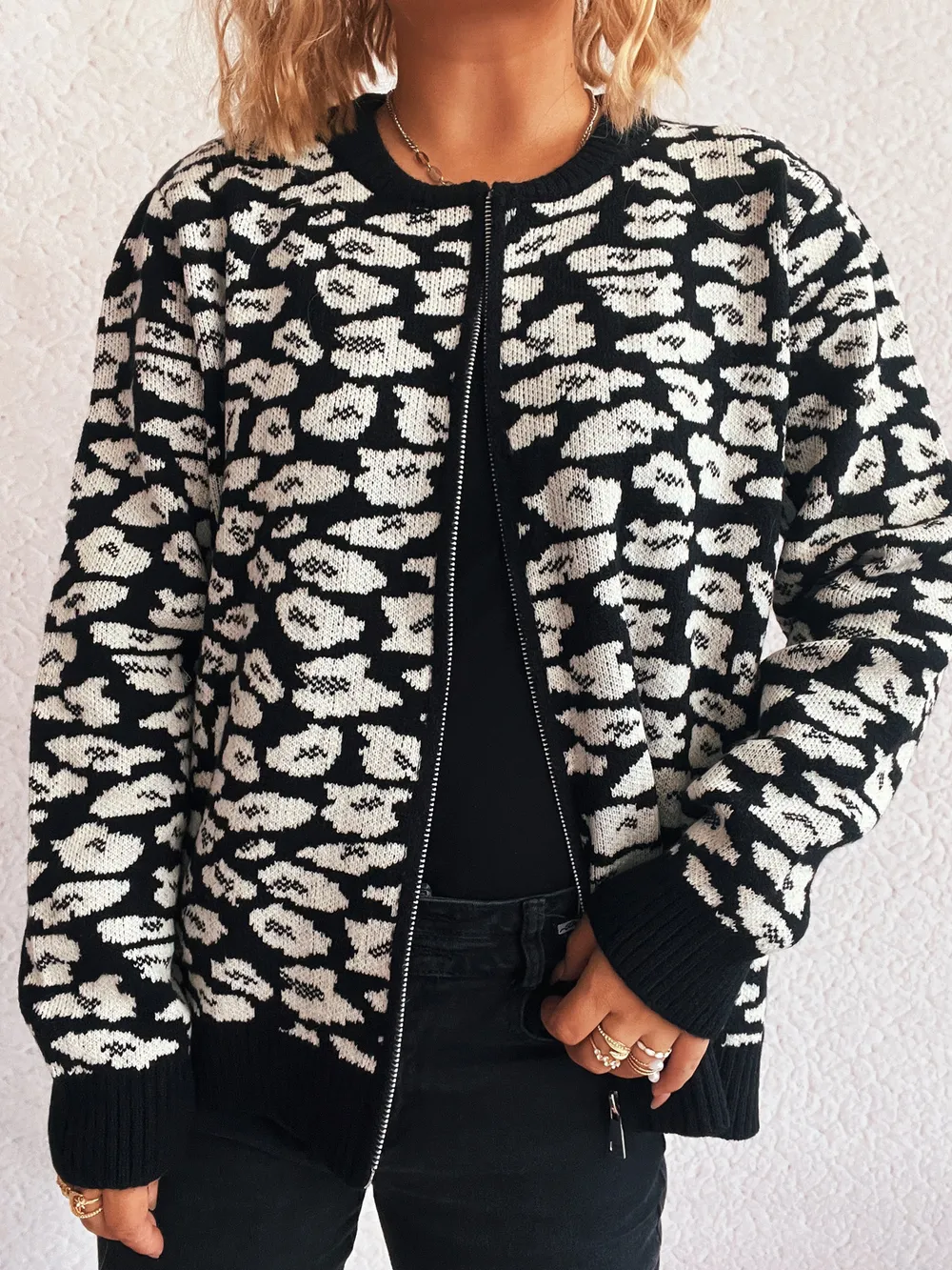 Zip Up Long Sleeve Cardigan, image 3