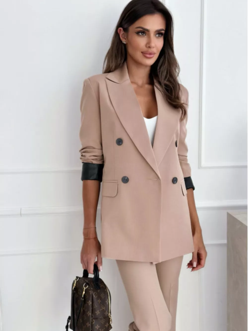 Lapel Collar Long Sleeve Blazer, image 16