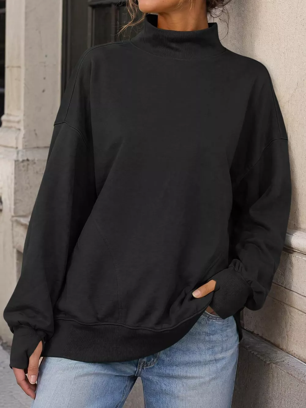Mock Neck Oversized Sweatshirt, image 8