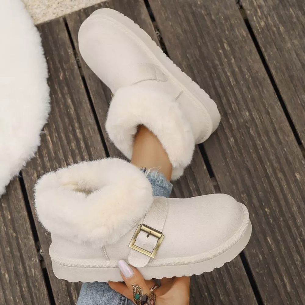 Fuzzy Trim Buckle Accent Winter Boots, image 14