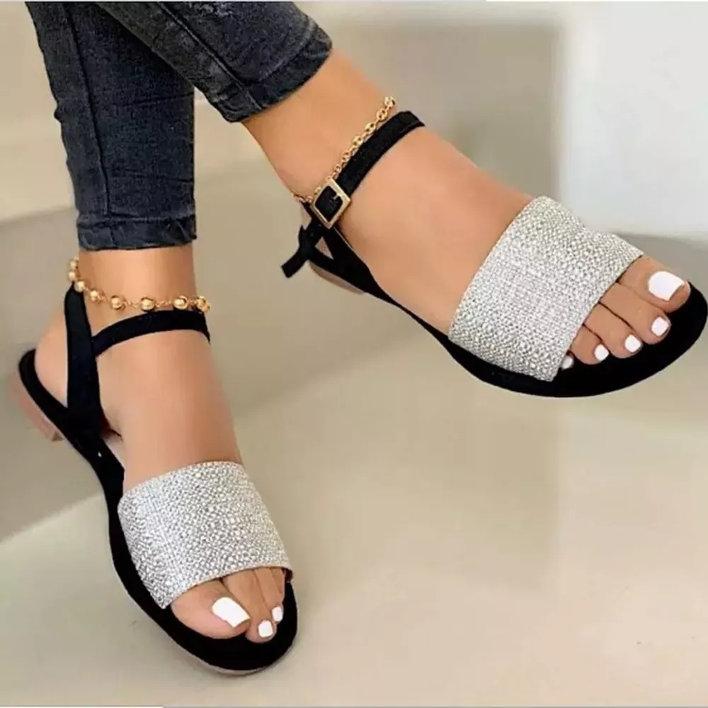 Open Toe Ankle-Strap Flat Sandals, image 5