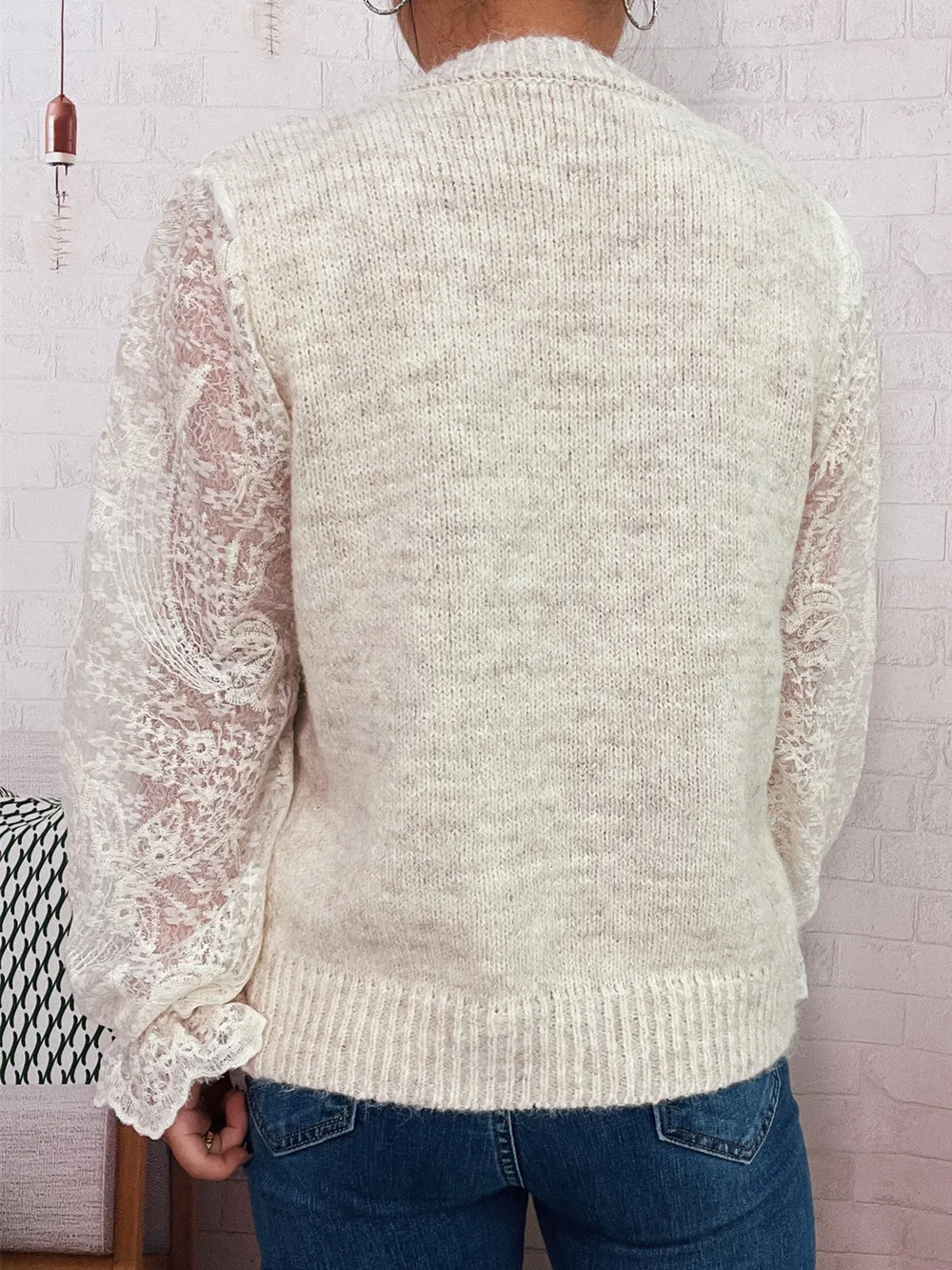 Lace Sleeve Button-Up Cardigan, image 7