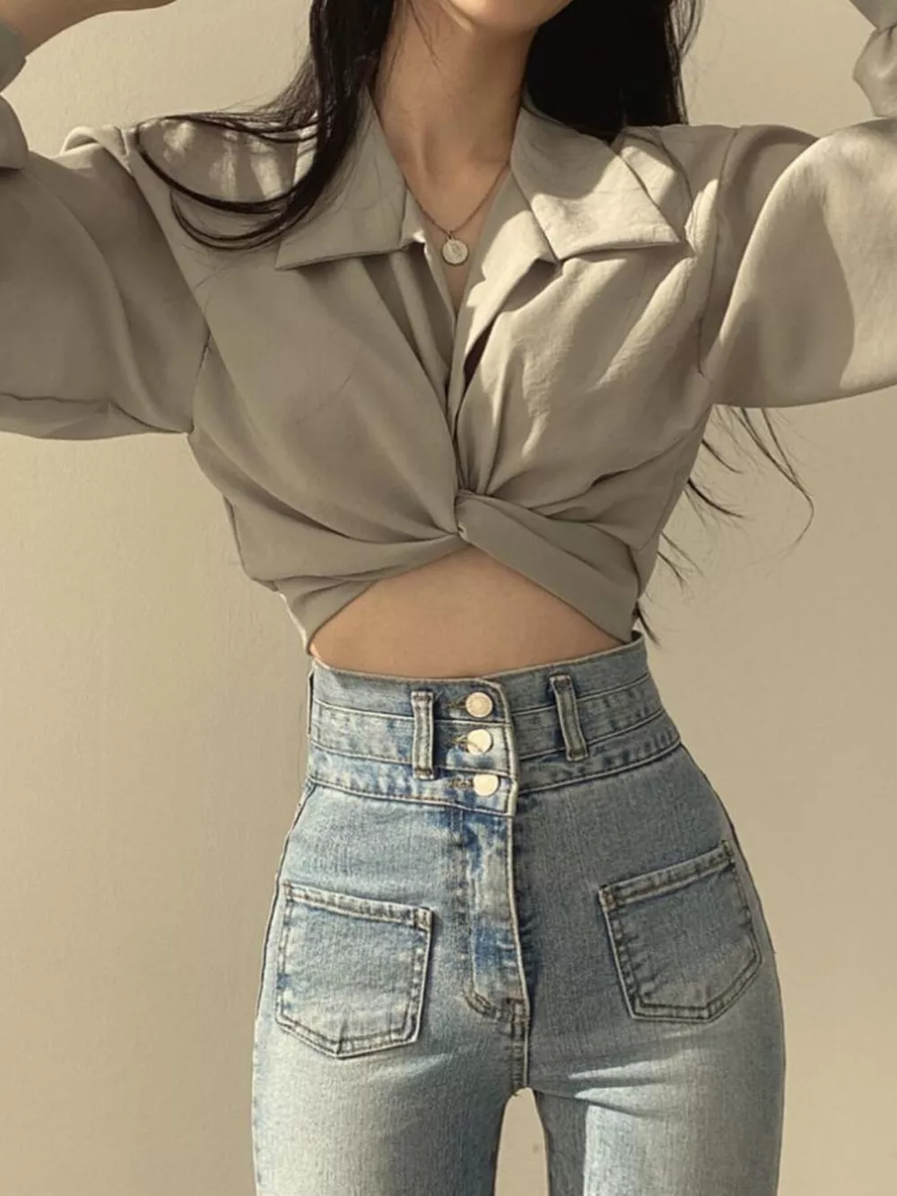 Twisted Front Long Sleeve Shirt, image 11