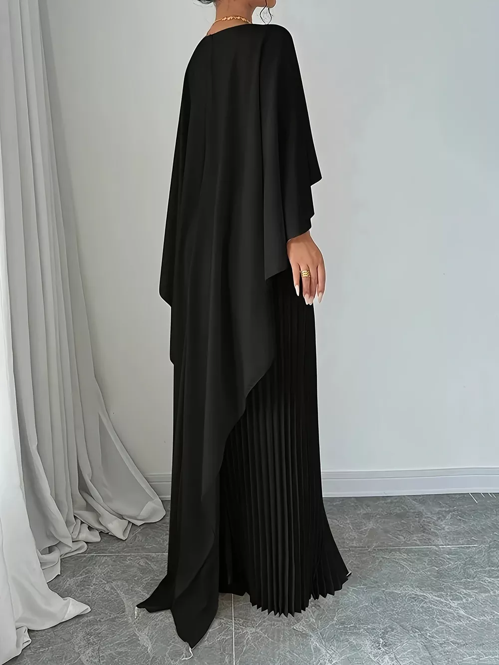 Cape Pleated Maxi Dress, image 9
