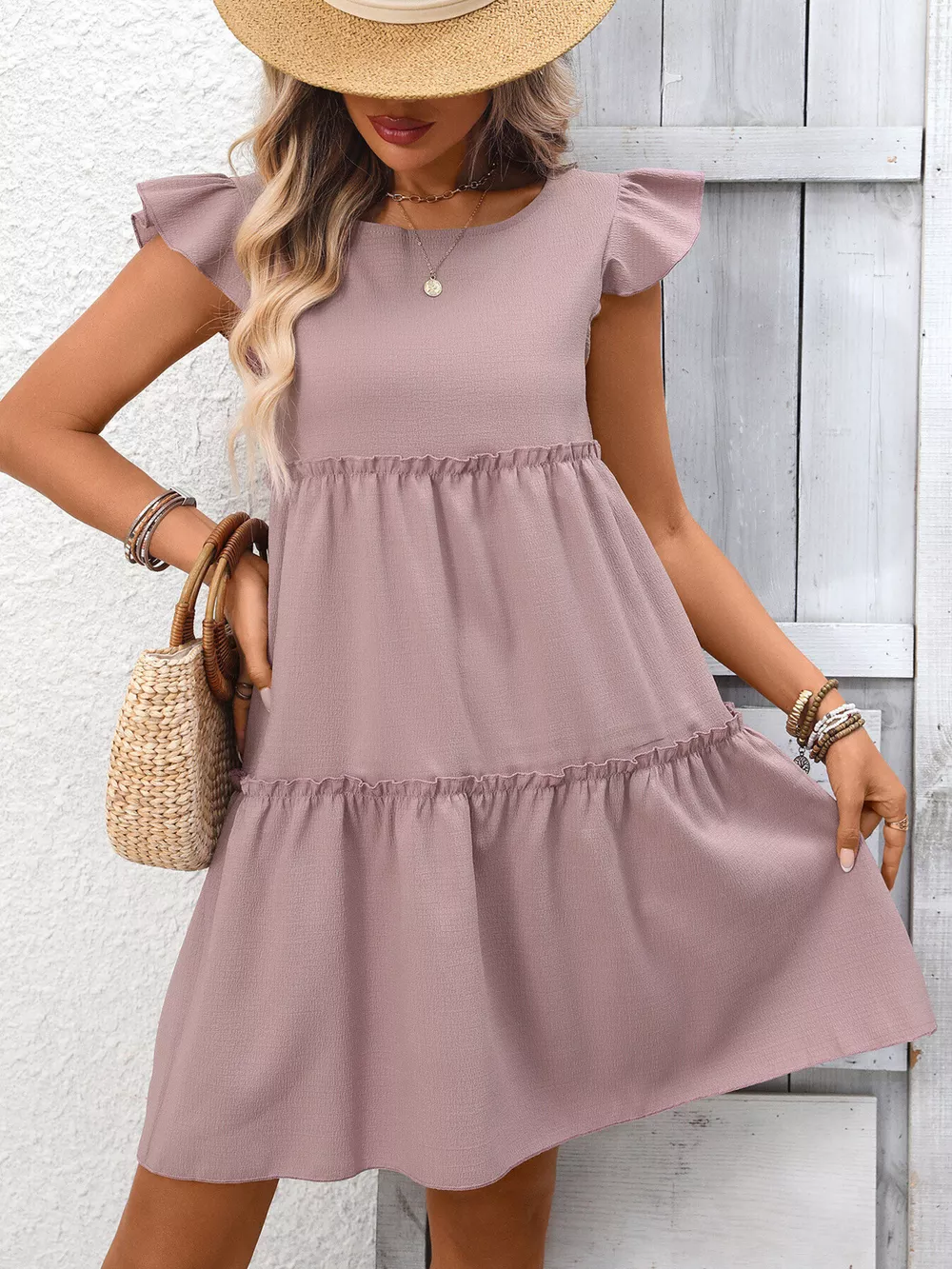 Ruffle Sleeve Tiered Mini Dress, image 13