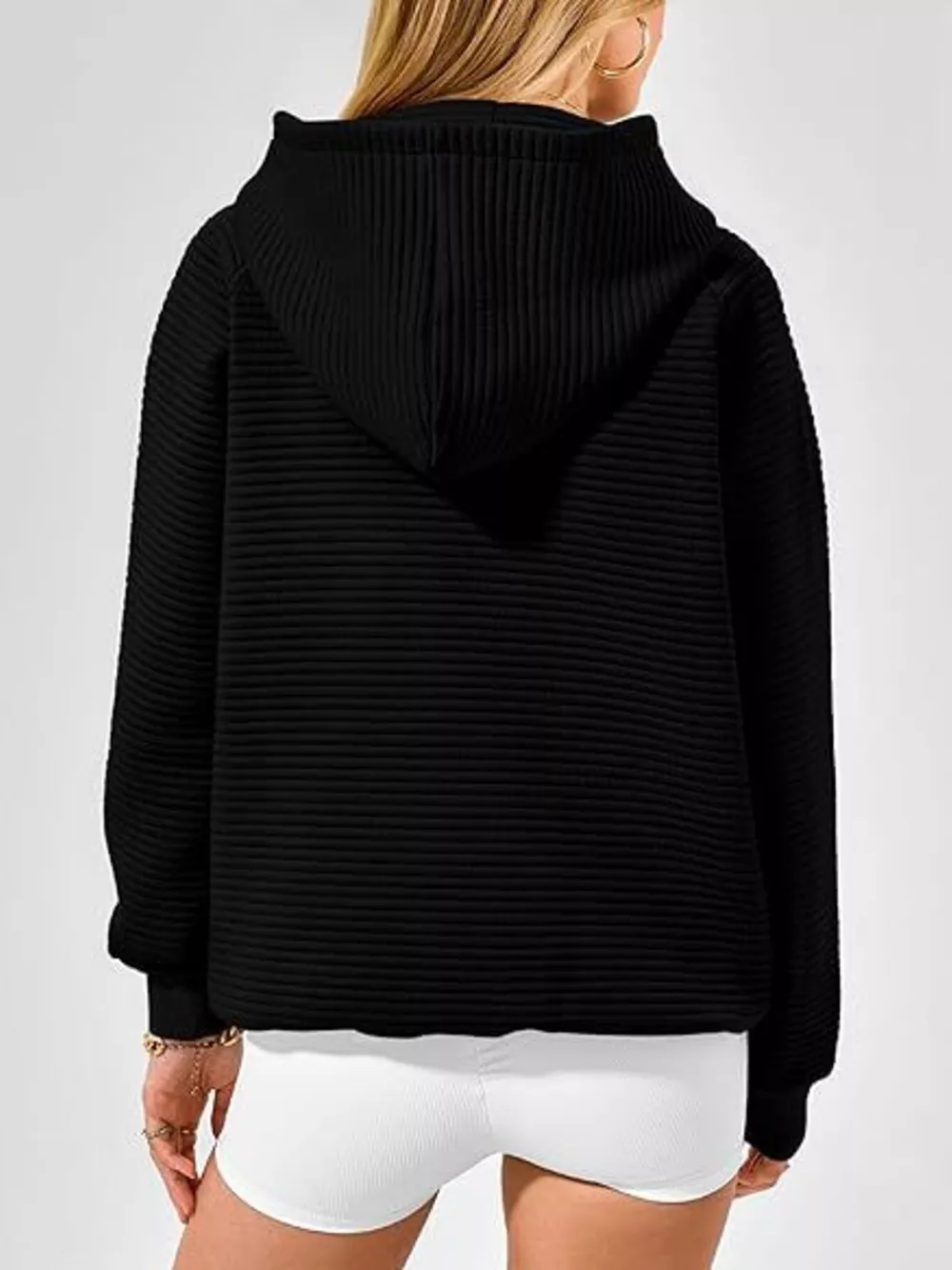 Texture Kangaroo Pocket Raglan Sleeve Hoodie, image 6