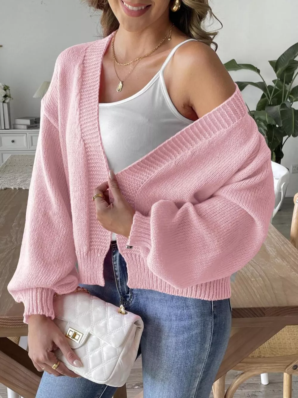 Open Front Dropped Shoulder Cardigan, image 13