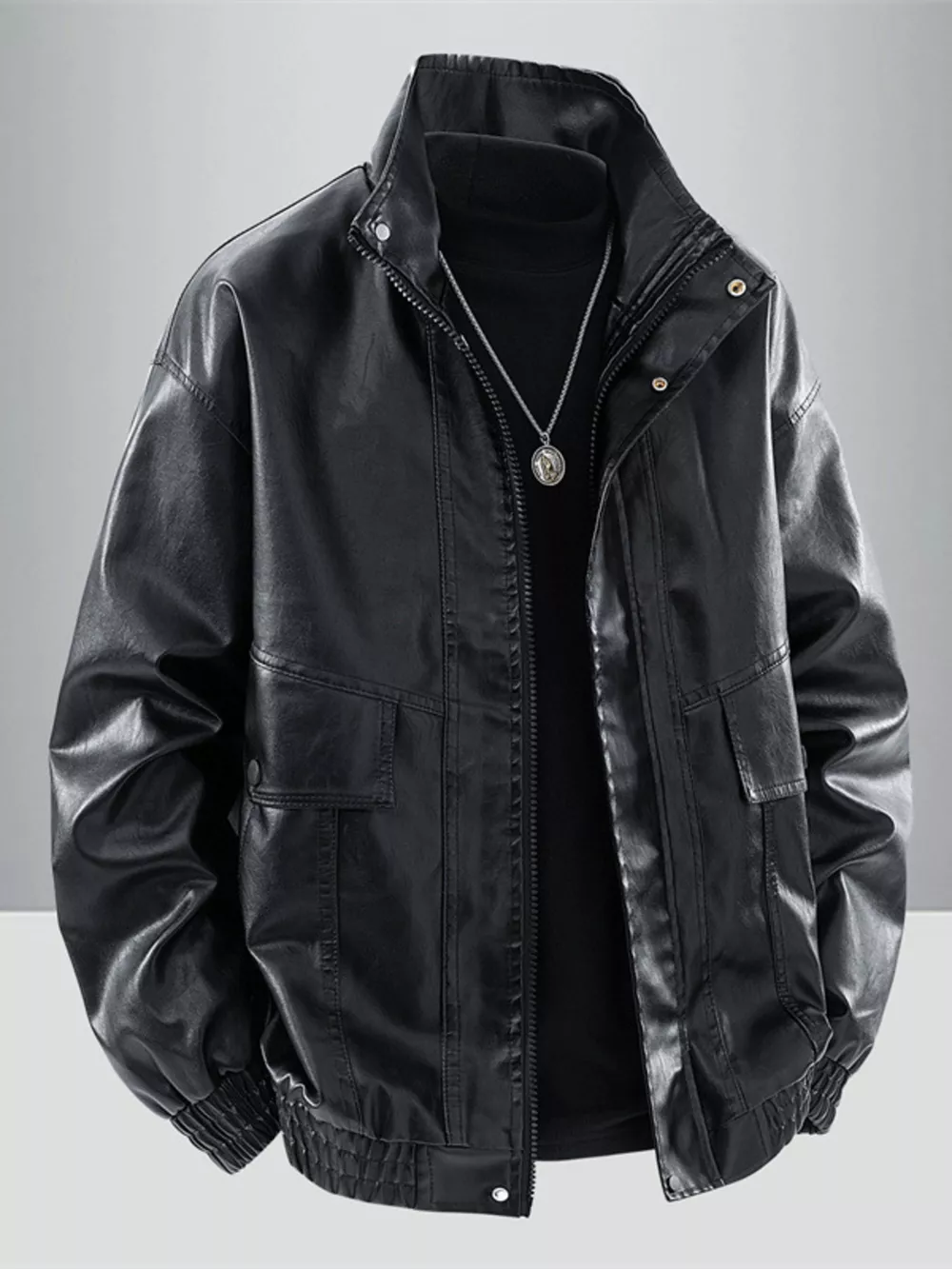 Men's Plus Size Casual Zip Up Jacket
