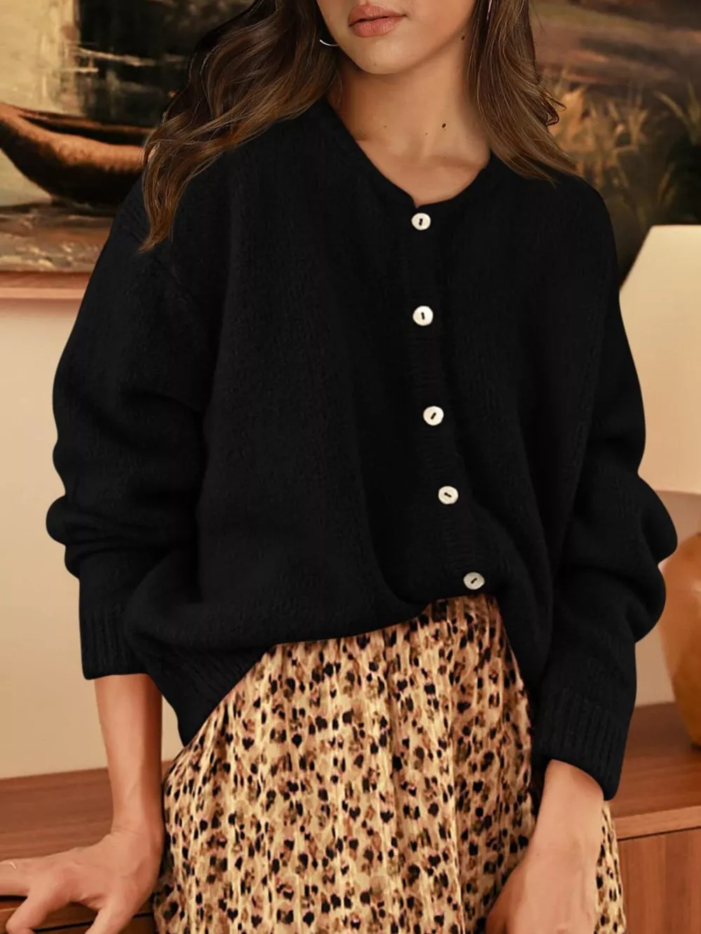 Button-Down Dropped Shoulder Cardigan, image 8