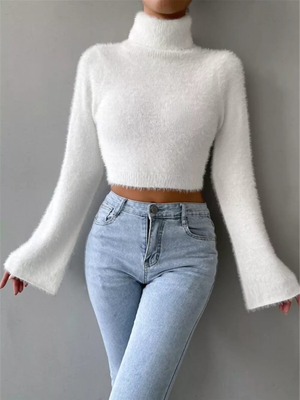Turtleneck Flare Sleeve Sweater, image 3
