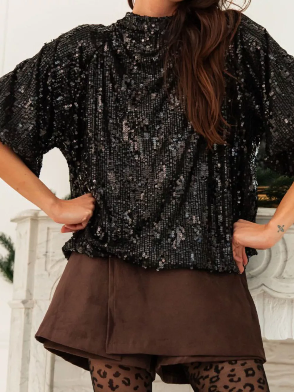 Sequin Embellished Tie-Back Blouse, image 7