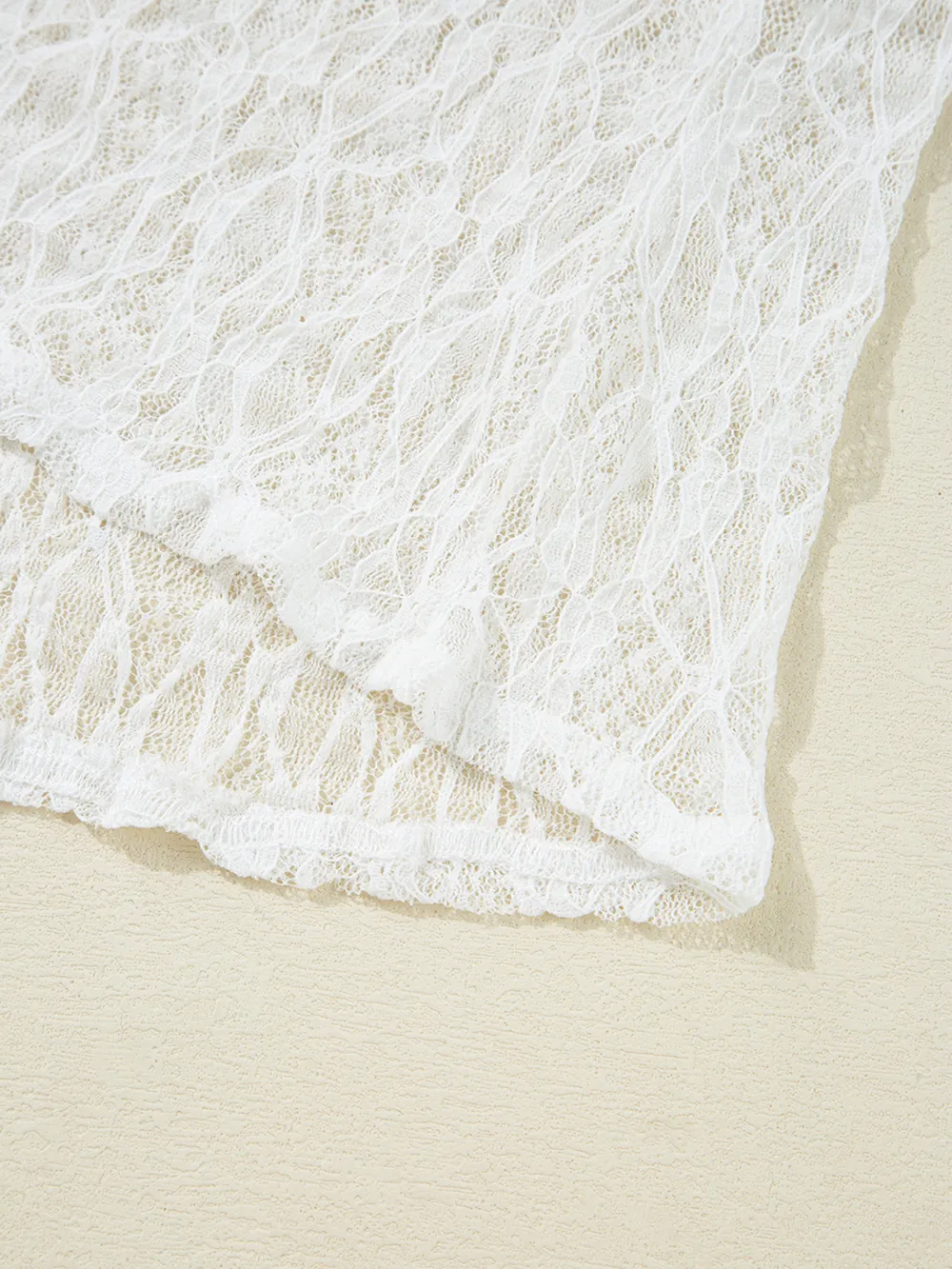 Sheer Lace Bell Sleeve Mock Neck Blouse, image 6