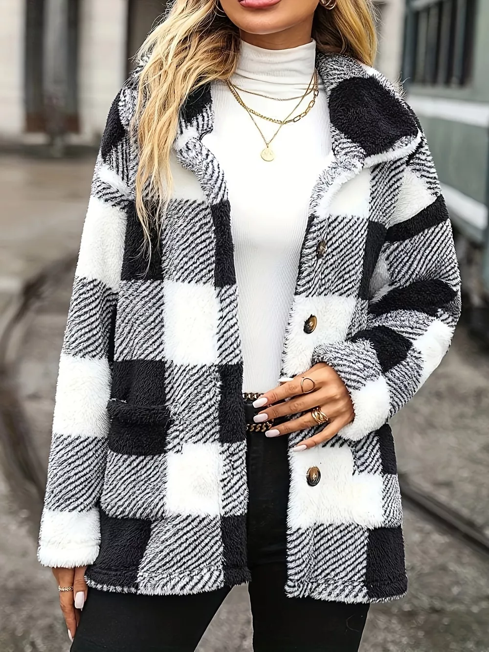 Plaid Sherpa Button-Down Outerwear, image 5