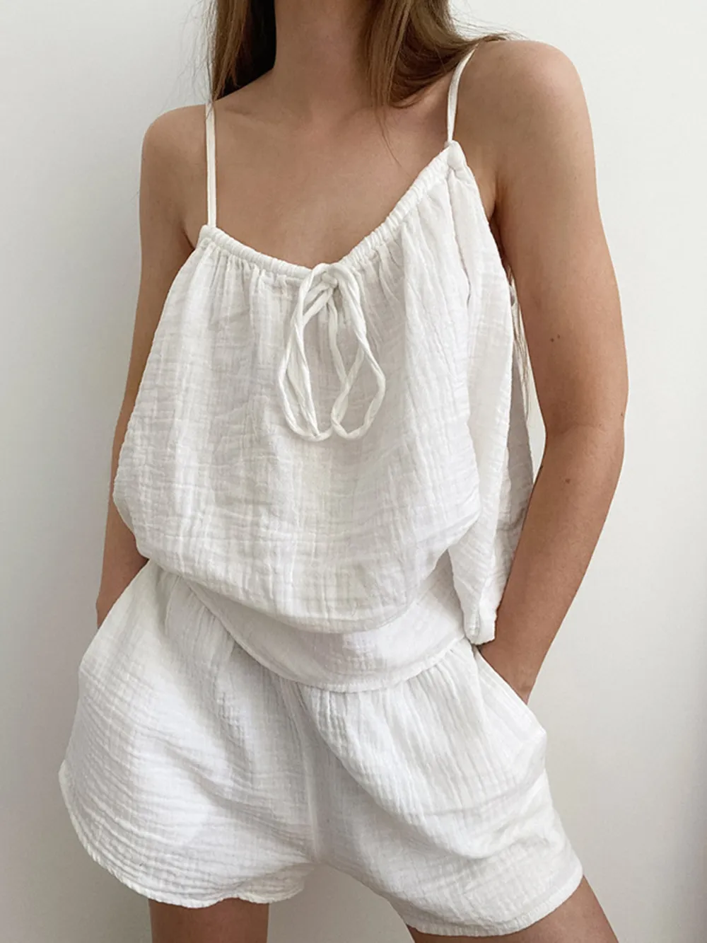 Tie Front Cami and Shorts Lounge Set, image 2