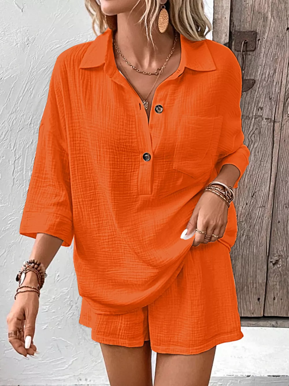 Button Detail Top and Shorts Set, image 18