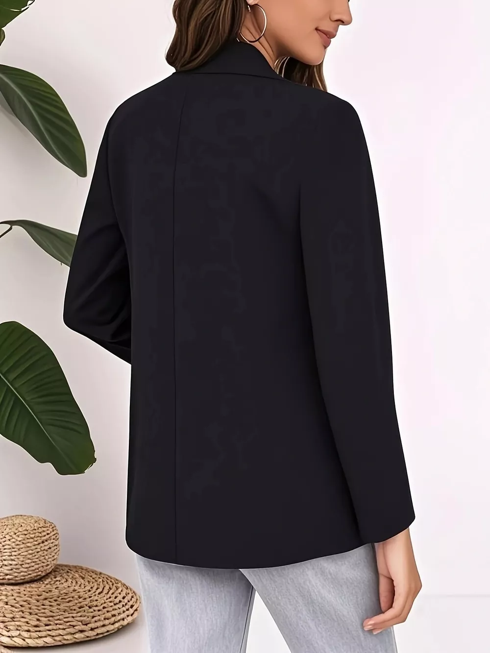 Plus Size Lapel Collar Single-Button Blazer, image 8