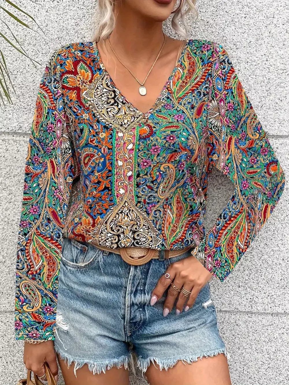 Paisley Print Long Sleeve Blouse, image 14