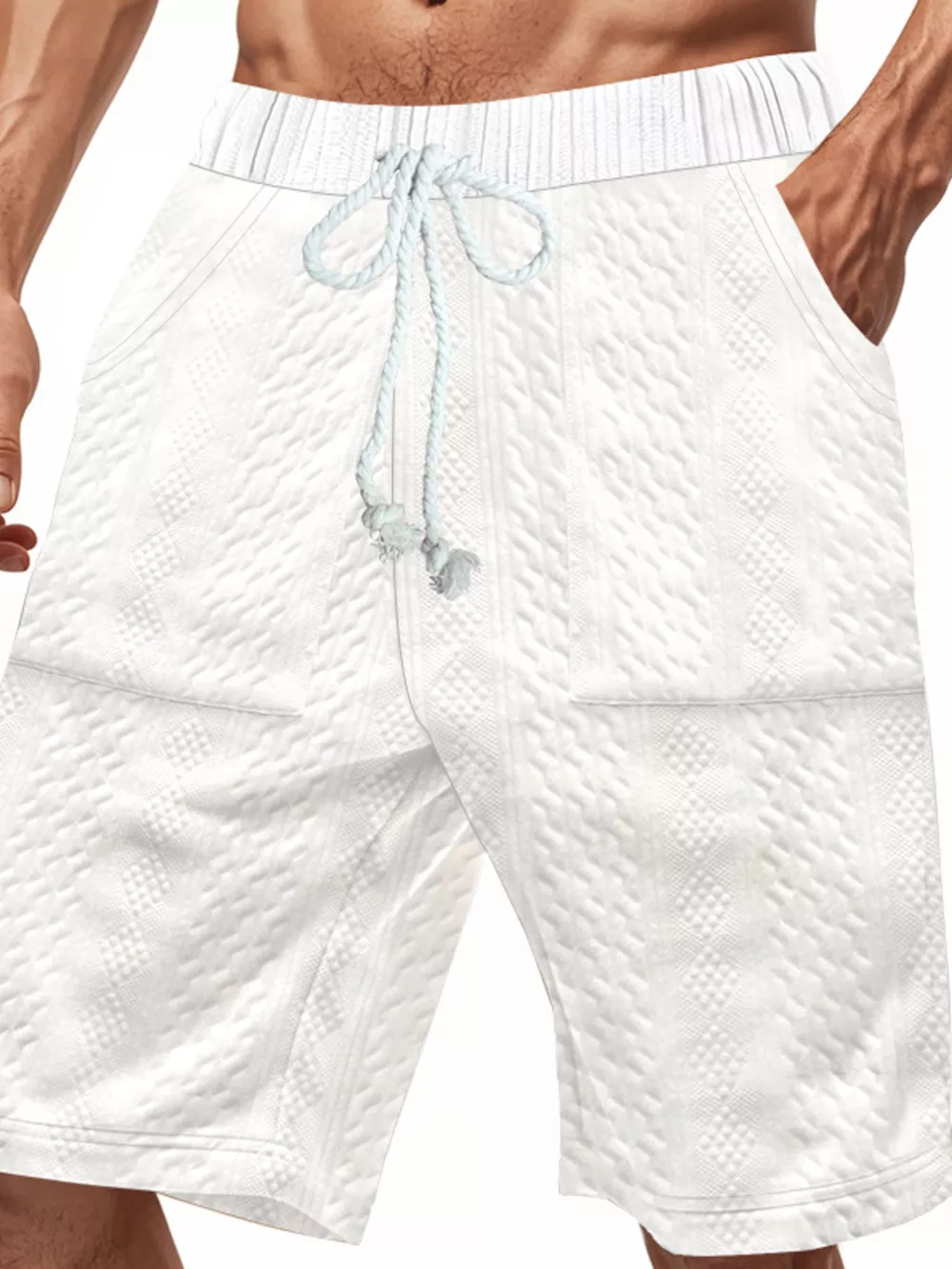 Men's Full Size Texture Drawstring Shorts Plus Size, image 9