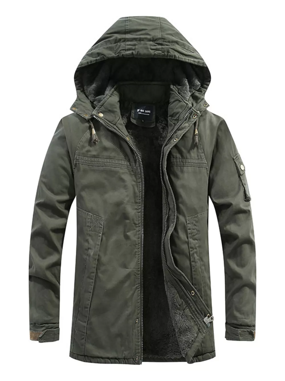 Men's Plus Size Winter Warm Hooded Zip Up Jacket