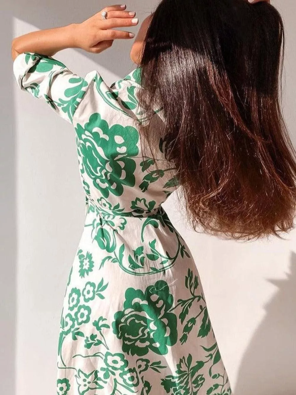 Elegant Floral Print Shirt Dress with Belt, image 6