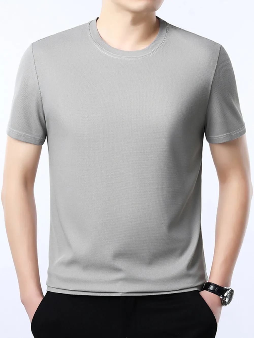 Men's Plus Size Round Neck Short Sleeve T-Shirt, image 3